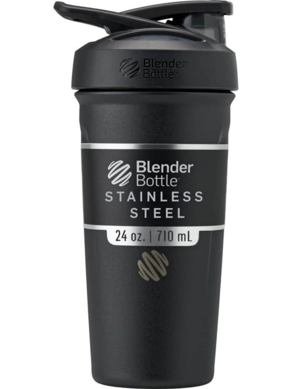 Stainless Steel Shaker Bottle 24 oz | Sport Flip Design | Black Blender Bottle